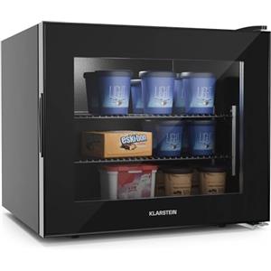 KLARSTEIN IceAge 88 - Piccolo Congelatore, 88L, Mini Freezer con Temperatura Regolabile da 0 a -18°C, Porta in Vetro, LED Interni, 3 Ripiani, Compatto & Efficiente, Freezer per Spazi Ridotti, Nero