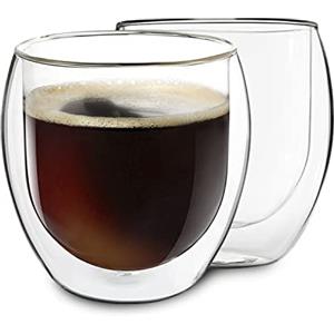 DUOS® Tazza da caffè a doppia parete (2 x 310 ml) - Tazza a doppia parete, vetro a doppia parete, tazza espresso, vetro latte macchiato, tazza caffè, bicchiere caffè, tazza da caffè, vetro macchiato,