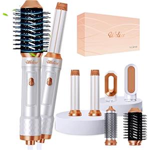 UKLISS Phon Capelli 1000W, Hot Air Styler 6 in 1 con Thermal Brush, Spazzola Lisciante per Capelli, Spazzola Asciugacapelli, Spazzola Capelli Ricci Auto-Airflow, Phon da Viaggio para Styling