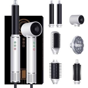 OKWRAP 7 in 1 Air Styler & Spazzola Asciugacapelli, OKWRAP Hair Styler 110000 RPM Asciugacapelli ad Alta Velocità Asciugatura Rapida, Spazzola Modellante ad Aria Per Capelli Ricci, Volumizzante