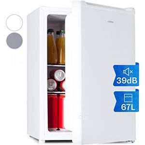 Klarstein Mini Frigo Retro, Frigo Portatile da Camera con Freezer 4L, Frigorifero Piccolo Silenzioso da Ufficio, Mini Frigo Bar con Ripiani Rimovibili, Frigo Bar da Campeggio, Temperatura 5-14°C, 67L