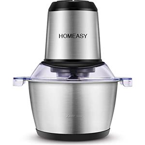 HOMEASY Tritatutto Elettrico 2L Frullatore Multifunzionale con Ciotola in Acciaio Inox 350W Mini Robot da Cucina per Frutta Verdura Carne Spezie ecc