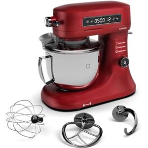 Klarstein Chiara - Robot da Cucina, 1600W-Ciotola da 5L in Acciaio Inox, 12 Velocità, Display LCD Touch, Silenzioso ≤72dB, Set Lavabile in Lavastoviglie, Alloggiamento in Alluminio Pressofuso, Rosso