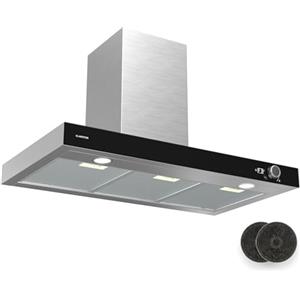 Klarstein AirNova - Cappa da Cucina da 90cm, Cappa Aspirante a Parete, 620 m³/ora, Efficienza Energetica A++, LED: 6500K, Silenziosa: 49 dB, Acciaio Inox, Ricircolo & Scarico