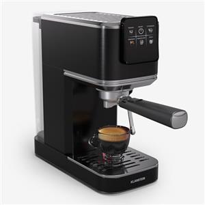 Klarstein SteelPresso Touch Slim Macchina per Caffè - 20 Bar, 1350W, Serbatoio 1,2L, Beccuccio a Vapore, Display Touch, Acciaio Inox, Nero, Macchina per Caffè Espresso