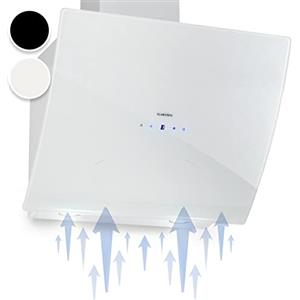 Klarstein Annabelle - Cappa Aspirante a Parete, Cappa da Cucina, Aspirazione o Ricircolo, 3 Livelli, fino a 650 m³/h, Vetro, Acciaio Inox, Panello Touch, Timer, 60 cm, Bianco