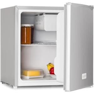 KLARSTEIN - Mini Bar, Mini Frigo, Frigorifero, 46 L, 47x49,5x44,4 cm, Silenzioso, Ripiano, Vano sullo Sportello, 1 Bottigliera, Piccolo Freezer con Vassoio, Temperatura Regolabile, Argento