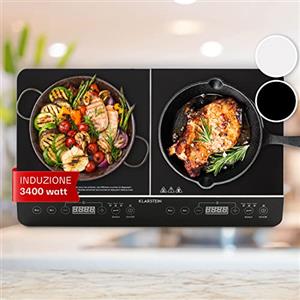 Klarstein VariCook - Piastra a Induzione Portatile, Fornello a Induzione, Piano Cottura, 240 °C, 10 Livelli, Superficie in Vetro, Timer, Controllo Touch, Spegnimento Automatico, 3500 W, Nero