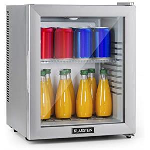 Klarstein Brooklyn Mini Frigo, Frigo Portatile da Camera, Frigorifero Piccolo Silenzioso da Ufficio, Mini Frigo Bar con Illuminazione Interna e Ripiani Rimovibili, Frigo Bar da Campeggio 12-18°C, 23L