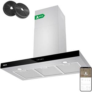 CIARRA CBCS9102 Classe A+++ Cappa Aspirante 90 cm Cappa da Cucina Scarico/Aria Ricircolata 4 Velocità Livelli Controllo Touch LED 650m3/h con filtro a carbone CBCF003