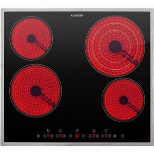Klarstein Piano Cottura Elettrico Vetroceramica, Piano Cottura Elettrico 4 Fuochi Moderno, Piano Cottura Elettrico 4 Piastre 6500W Integrato, Piano Cottura Vetroceramica Elettrico Touch con Timer