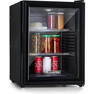 Klarstein Mini Frigo Bar da Camera, Portatile, Frigorifero Piccolo da Ufficio con LED, Ripiani Rimovibili, per Campeggio e Skin Care 12-18°C, 42L