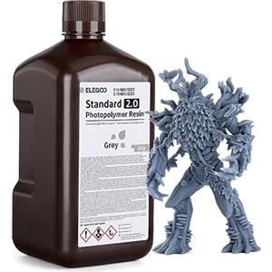 ELEGOO Stampante 3D Resina per 405nm Resina UV Fotopolimerica Standard 2.0 3D Printer Resin per Stampanti 3D LCD Alta Precisione, Basso Odore, Grigio 2000g