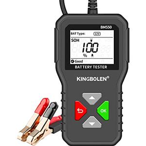 KINGBOLEN BM550 Tester batteria auto 6V 12V 24V Tester tensione,100-2000CCA 2-220Ah Strumento di test alternatore auto Analizzatore batteria digitale per auto, camion, marina, moto, SUV, barca