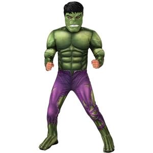 Rubie's Rubies Costume Hulk Deluxe per bambini, Jumpsuit con petto musculoso, copristivali e maschera, Licenza Ufficiale Marvel per Carnevale, Natale, compleanno, Feste