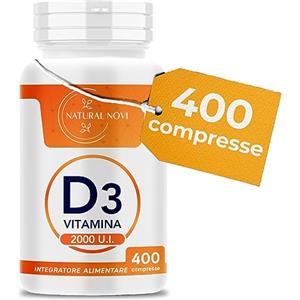 Natural Novi Vitamina D 2000 UI 400 compresse ALTO DOSAGGIO (oltre 1 anno di scorta) VITAMINA D3 al supporto di sistema immunitario, muscoli, denti, ossa