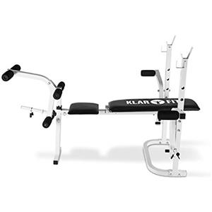 KLAR FIT Workout Hero - Panca Multifunzione, per Allenamento Palestra , Curl per Braccia e Gambe, Fino a 160 Kg, Schienale Regolabile su 3 Livelli, Acciaio, Bianco Opaco