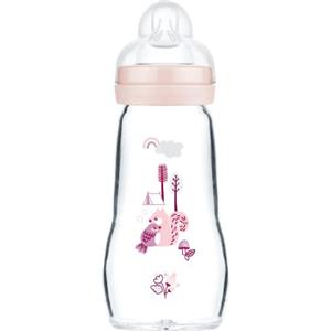 MAM Istruzioni in Lingua Straniera - Mam Biberon di Vetro, 260 Ml, 0+ Mesi, Flusso Tettarella 2, Rosa