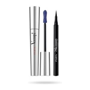 PUPA MILANO Pupa Mascara Vamp! (Colore Deep Night) + Eyeliner Skinny Liner (Colore Extra Black) - Ciglia dal Volume smisurato e intensificate con Penna ultra slim, Tratto facile e super sottile