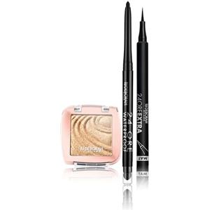 Deborah Milano - Set Makeup Matita Occhi 24 Ore Automatica Waterproof 01 Black, Ombretto Color Lovers 03 Super Gold, Cremoso Long Lasting, e Penna Eyeliner 24 Ore Extra Mat, Lunga Tenuta