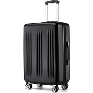 KONO Valigia Trolley 55cm Espandibile Bagaglio a Mano Piccola Valige Rigida ABS e PC Hardshell Leggero Viaggio Cabina (Nero, 24