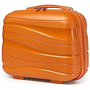 KONO Valigia Trolley Piccolo 35,5cm Valigie da Viaggio Cabina Rigida Polipropilene Leggero Borsa da Toilette (Arancione)