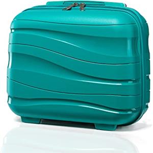 KONO Valigia Trolley Piccolo 35,5cm Valigie da Viaggio Cabina Rigida Polipropilene Leggero Borsa da Toilette (Verde)