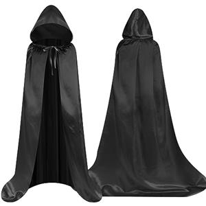 Aomig Mantello di Nero, Mantello Halloween con Cappuccio Lungo Capo Costume, Mantello da Vampiro per Bambino di Travestimento, Halloween, Feste in Famiglia,100cm