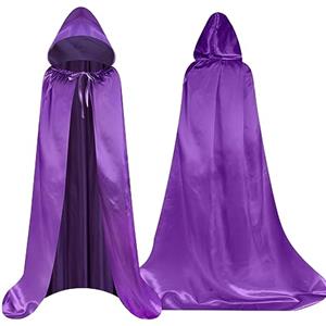 Aomig Mantello Halloween, Mantello con Cappuccio Lungo Capo Costume, Mantello da Vampiro Viola per Bambino di Travestimento, Halloween, Feste in Famiglia,100cm