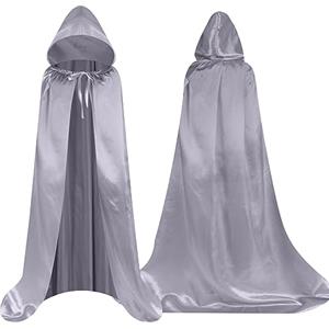 Aomig Mantello Halloween, Mantello con Cappuccio Lungo Capo Costume, Mantello da Vampiro Argento per Bambino di Travestimento, Halloween, Feste in Famiglia,100cm