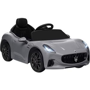 AIYAPLAY Macchina Elettrica per Bambini 3-5 Anni 12V Maserati Gran Turismo Folgore, 3-5 km/h Auto Elettrica per Bambini con 2 Motori, Telecomando, Cintura, Musica, Clacson e Fari, Grigio