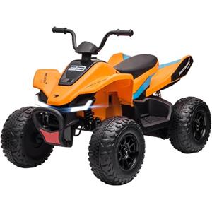 HOMCOM Quad Elettrico per Bambini 12V con Licenza McLaren, Macchina Elettrica Bambini 3-8 Anni Velocità max 6km/h, con 2 Motori, Luci LED e Musica, 107x71x73.5 cm, Nero e Arancione