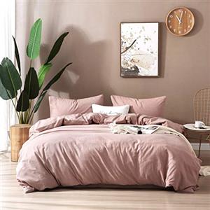 F.Y.Dreams Copripiumino in 100% cotone lavato, per coperta ponderata, 121,9 x 182,9 cm, con 8 lacci, cerniera sul lato lungo, rosa polvere, solo copripiumino