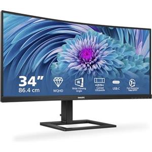 Philips Monitors Philips 346E2CUAE/00 Monitor 34 VA WLED 3440 x 1440 HDMI/DP Curved, Nero, 34