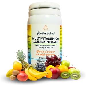 Vitamine Italiane®, Multivitaminico Completo, Vitamine e Minerali, Integratore di Vitamine A, B, C, D, E, H, Zinco, Ferro, Potassio, Acido Folico, Senza Additivi, 60 Capsule, Prodotto in Italia!