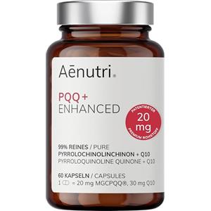 Aenutri Novità: PQQ Plus Enhanced | 60 capsule | 20 mg brevettato MGCPQQ® per capsula | formula ottimizzata con coenzima Q10 | Qualità testata in laboratorio prodotta in Germania