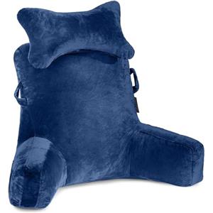 SLIGUY Cuscino da Lettura - Cuscino da Lettura Extra Large da 31 Pollici con Poggiatesta e Braccioli Staccabili Cuscino da Lettura Cuscini per la Schiena per Adulti per Leggere, Rilassarsi, Blu