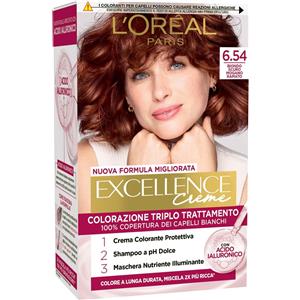 oreal L'OREAL PARIS A1492777 COLORAZIONE TRIPLO TRATTAMENTO EXCELLENCE CON ACIDO IAURONICO COROLE BIONDO SCURO MOGANO RAMATO (6,54)
