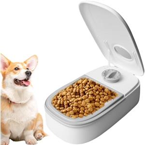 GOMETY Distributore automatico di cibo con timer, con tappetino antiscivolo, per gatti e cani, per cibo umido e secco, per gatti e cani di piccola taglia (senza batteria)