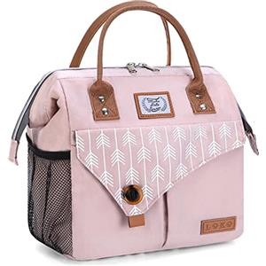 Lekespring Borsa da Pranzo Isolata per le Donne a Tenuta Stagna da Pranzo per Gli Uomini, Borsa da Pranzo Termica Ampia Aperta per la Scuola di Lavoro Picnic Viaggio 10 Litri,Rosa