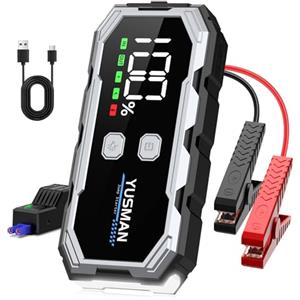 YUSMAN Booster Avviamento Auto - 3000A avviatore emergenza per auto(7.0L Gas or 5L Diesel), Portatile Avviatore Batteria Auto, Starter Batteria Auto con LED/LCD, booster avviamento auto professionale