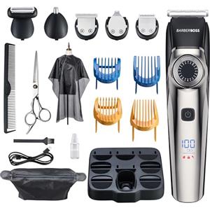 Barberboss Regolabarba uomo, tagliacapelli da uomo, kit di toelettatura da uomo senza fili, trimmer per uomo, impermeabile, taglia naso da uomo QR-6089