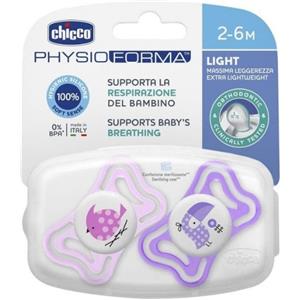 Chicco PhysioForma Light Succhietto in Silicone per Bambine 2-6 Mesi - Confezione da 2 Pezzi