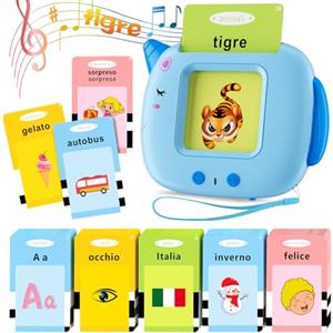 AONTESS Italiano Standard, Educativi Flashcards Parlanti, Amico Vocabolo Gioco 2-6 Anni, 400 Parole Giocattoli Montessori Apprendimento, Prescolari Giochi Educativi, Regali Bambini 2,3,4,5,6 (Blu, IT)