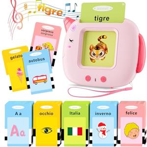 AONTESS Italiano Standard, Educativi Flashcards Parlanti, Amico Vocabolo Gioco 2-6 Anni, 400 Parole Giocattoli Montessori Apprendimento, Prescolari Giochi Educativi, Regali Bambini 2,3,4,5,6 (Rosa, IT)