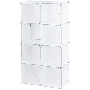 Baroni Home Mobile Componibile Salva Spazio, Organizzatore con Scomparti Impilabili in Plastica per Camera da Letto, Cabina Armadio, Ingresso, Bianco, 8 Scomparti, 75x37x147 cm