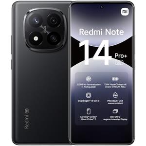 Xiaomi Smartphone Xiaomi Redmi Note 14 Pro+ 5G, 12+512GB, fotocamera AI di livello professionale da 200MP, IP68, HyperCharge da 120W, funzionalità AI (caricabatterie non incluso), Nero