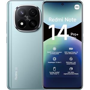 Xiaomi Smartphone Xiaomi Redmi Note 14 Pro+ 5G, 12+512GB, fotocamera AI di livello professionale da 200MP, IP68, HyperCharge da 120W, funzionalità AI (caricabatterie non incluso), Blu