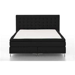 Atlantic Home Collection Letto boxspring ANNI, tessuto strutturato, nero, 160 x 200 cm