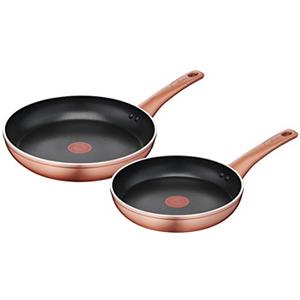 Lagostina Ramata Set Padelle Antiaderenti in Alluminio Ø 24/28 cm, Batteria di Pentole Gas e Forno con Indicatore Cottura Thermo-Signal, Manici Ergonomici in Bakelite